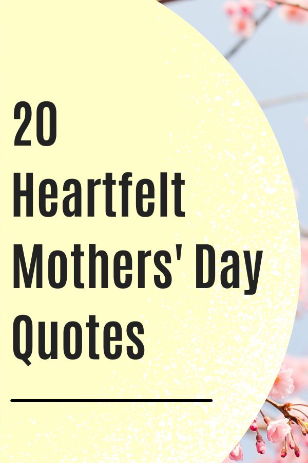 the words 20 heartfelt mothers'day quotes are in front of pink flowers and blue sky