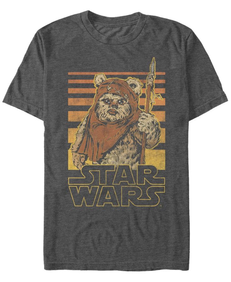 Star Wars Men's Classic Ewok Gradient Stripes Short Sleeve T-Shirt - Charcoal Heather Star Wars Puns, Wicket Ewok, Star Wars Ewok, Dad Outfits, Star Wars Tees, Star Wars Men, Star Wars Kids, Star Wars Shirts, New Star Wars