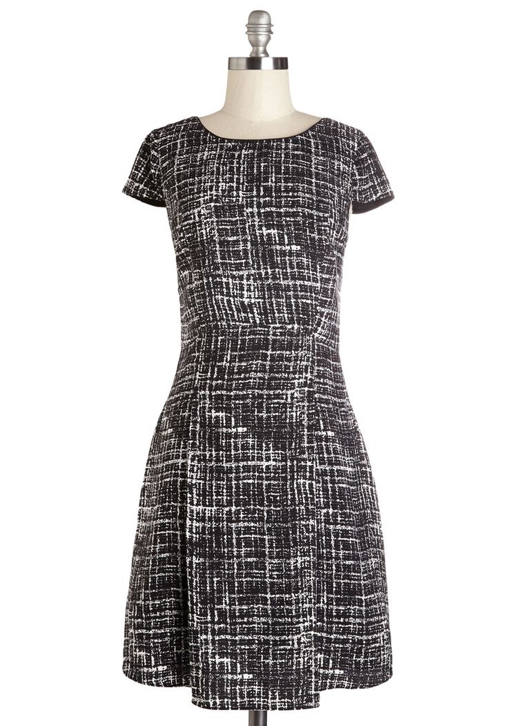 So Far, So Grid Dress, #ModCloth Grid Dress, Career Outfits, Cute Casual Dresses, Dresses Cute, Retro Vintage Dresses, Mod Dress, Black N White Dress, Playing Dress Up, Dresses For Women