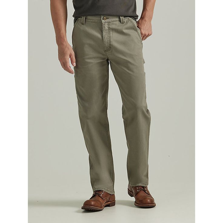 The Lee Carpenter is a go-to jean not only for the working man, but for anyone who wants a great fit with classic utility styling. This jean features an extra side pocket and a hammer loop for improved functionality and convenience. Fits just below the waist with a full, straight leg. 98% Cotton, 2% Spandex; 9 oz. Muted Olive. 29 W / 32 L. Utility Cotton Jeans For Outdoor, Utility Jeans With Belt Loops For Outdoor, Outdoor Jeans With Straight Leg And Belt Loops, Classic Khaki Cargo Pants With Pockets, Classic Khaki Cargo Pants, Outdoor Work Pants With Straight Leg And Patch Pockets, Outdoor Straight Leg Work Pants With Patch Pockets, Classic Everyday Cargo Pants With Hip Pockets, Classic Solid Work Pants With Pockets