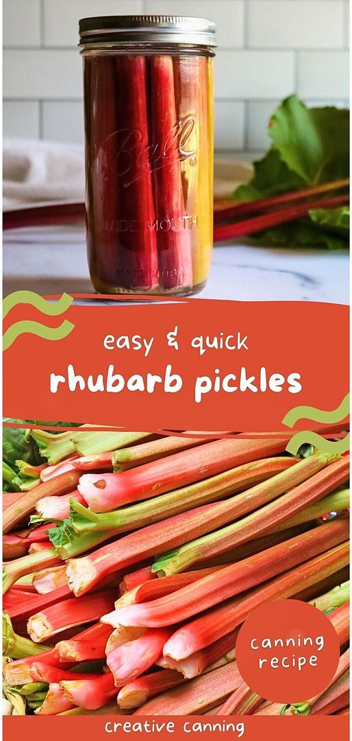 a jar filled with rhubarb pickles sitting on top of a table