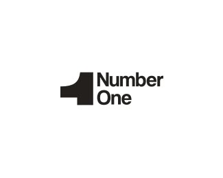 the number one logo is black and white with an arrow pointing up to it's left