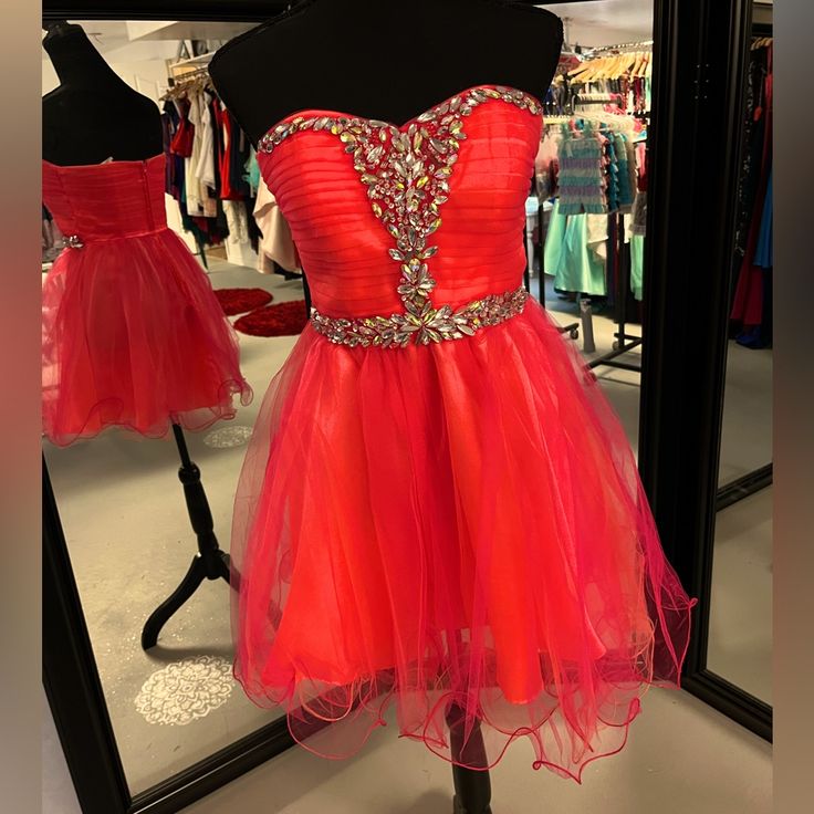 Short Sleeveless Dress With Lots Of Rhinestones And A Full Too Bottom Short Sleeveless Dress, Deb Dresses, Sleeveless Short Dress, Dresses Short, Short Dress, Sleeveless Dress, Colorful Dresses, Short Dresses, Prom Dresses