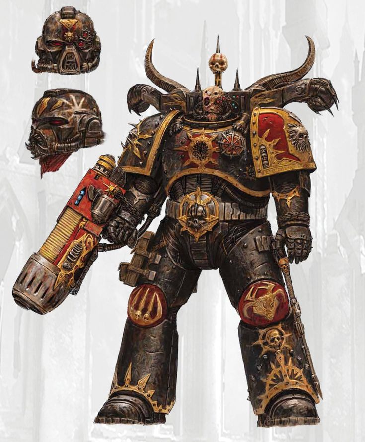 an image of a warhammer with horns and armor