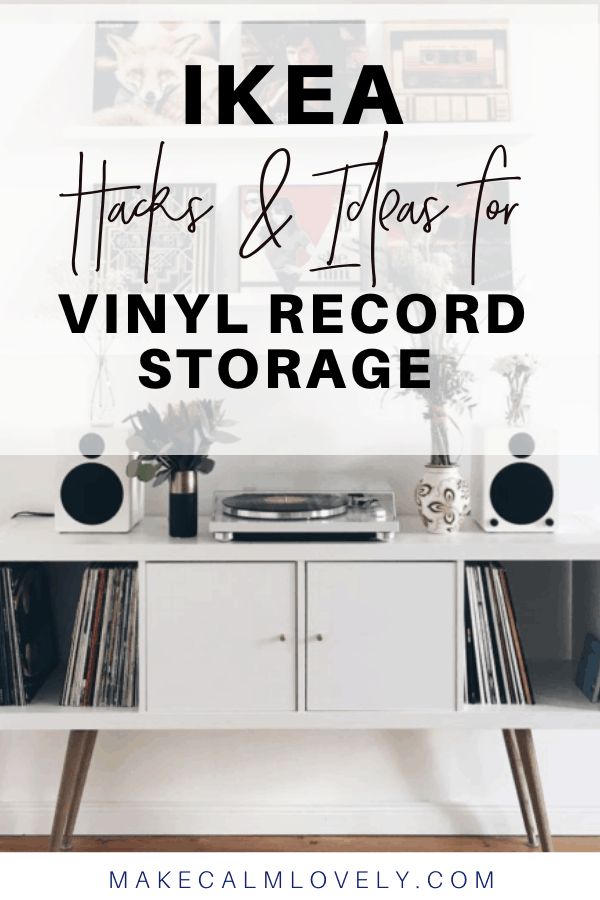 a record storage unit with the words ike hacks and ideas for vinyl record storage