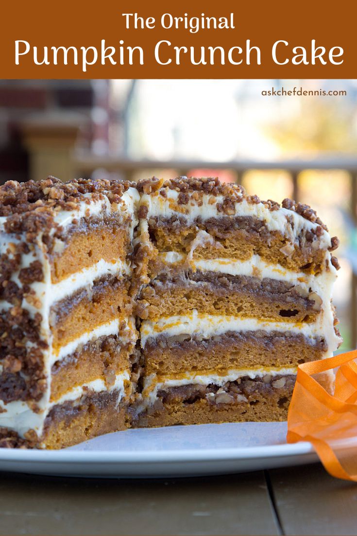 there is a large piece of pumpkin crunch cake on the plate