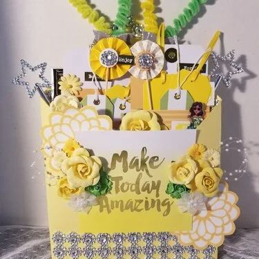 a yellow and white card that says make today amazing with flowers in the bottom corner