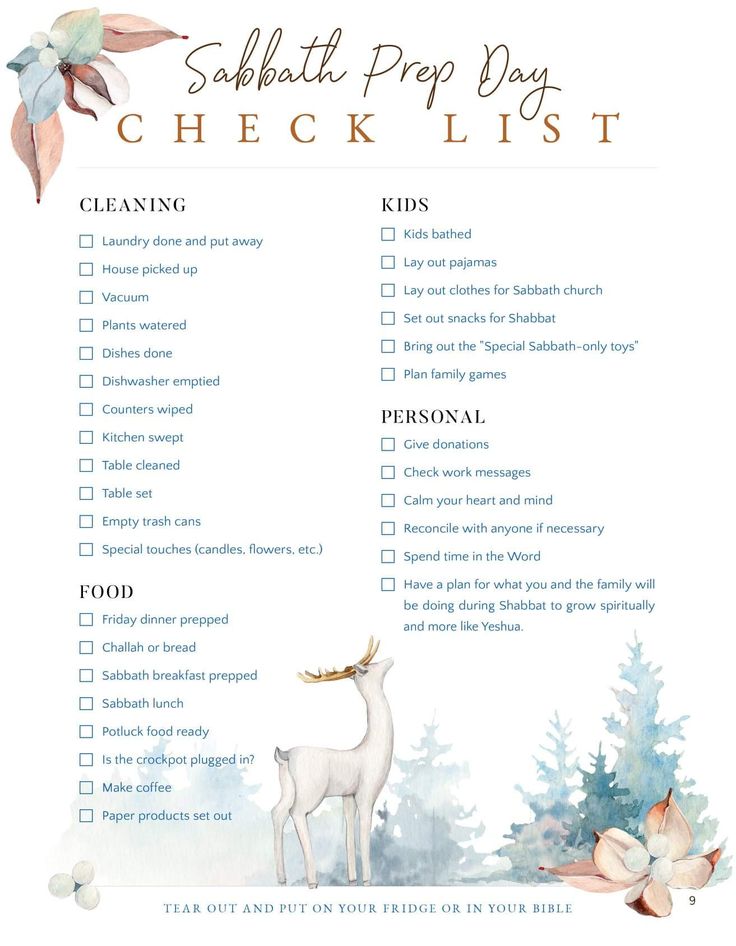 a printable check list with the words,