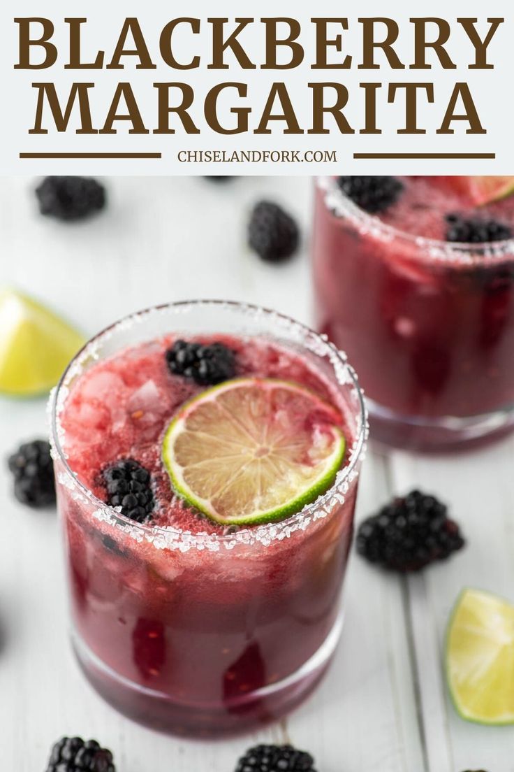 blackberry margarita with lime and blackberries on the side