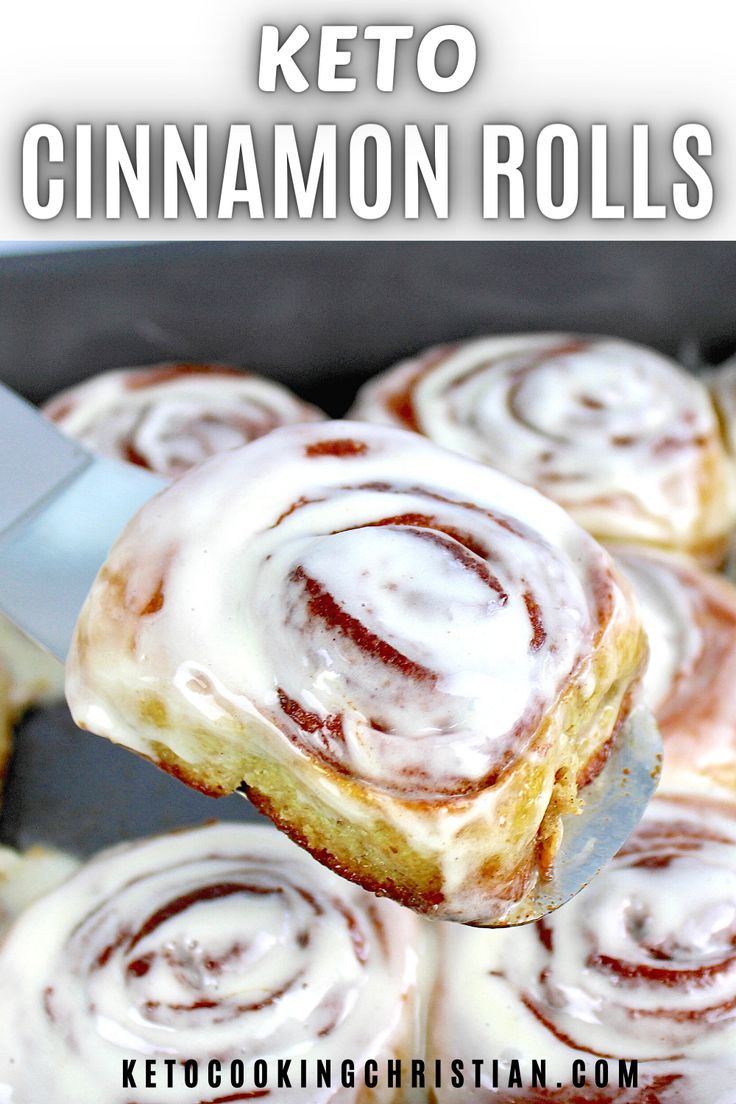 a pan filled with cinnamon rolls covered in icing