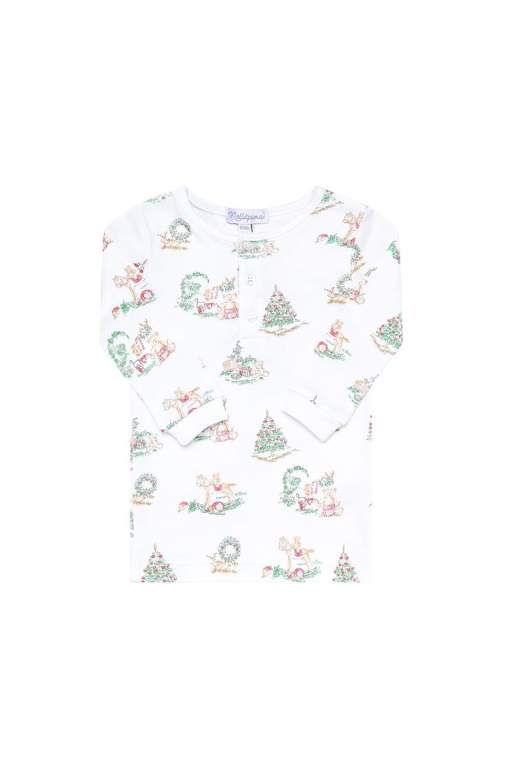 Celebrate in style with our Boy Christmas Toile Pajama! Made with 100% Peruvian Pima cotton, this pajama is soft and comfortable for your little one. The delicate Christmas elements add a festive touch to this holiday must-have. Simple neckline and full sleeves 100% Pima Cotton Machine washable Made in Peru Christmas Toile, Bamboo Shop, Smocked Clothes, Nighttime Routine, Christmas Elements, Cozy Mornings, Charming Christmas, Boys Swim Trunks, Cotton Sleepwear