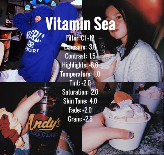 two girls are eating ice cream and drinking soft drinks with vitamin sea in the background