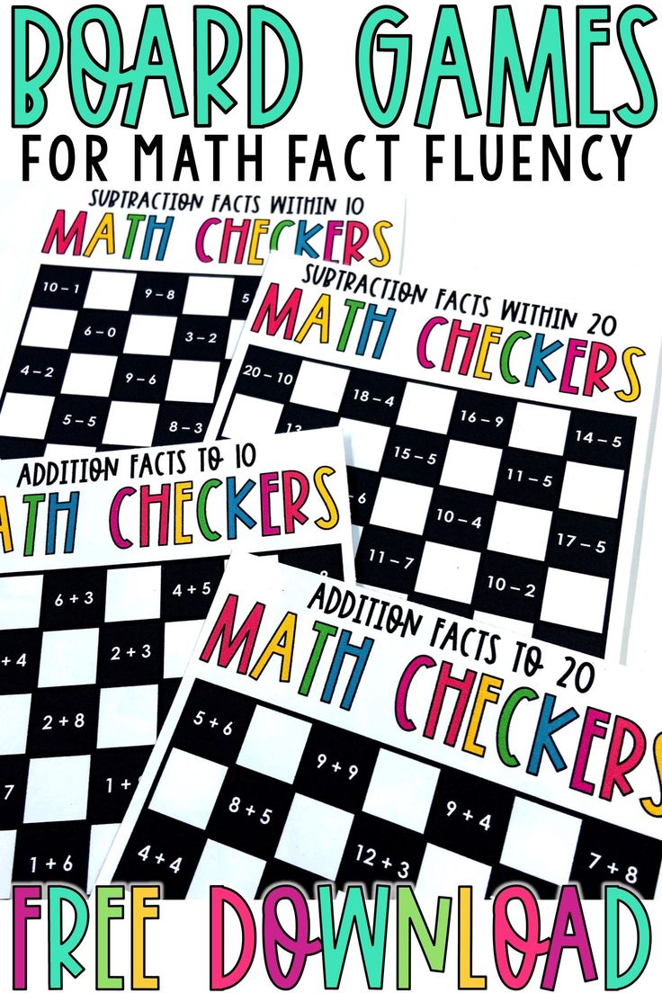 four free printable board games for math students to practice their numbers and checkers