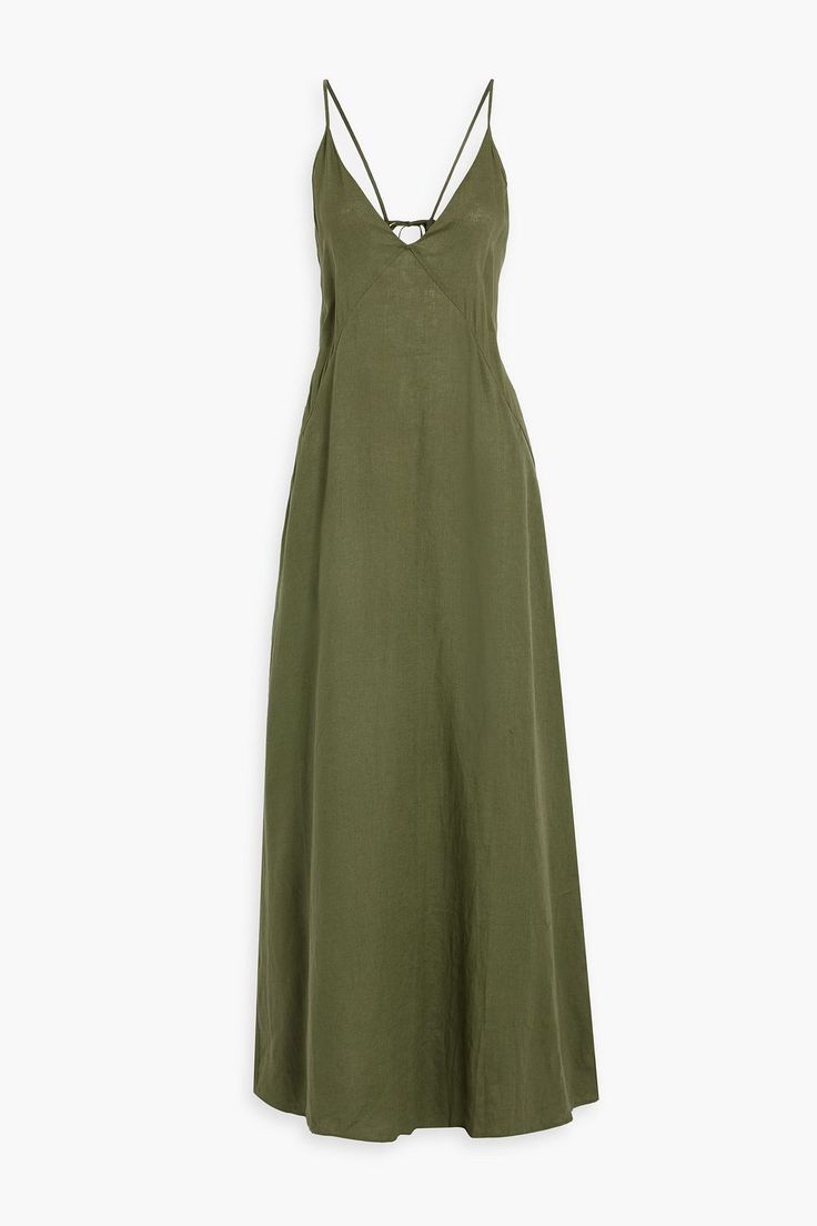 Rebecca Vallance, Dress For Woman, Dress Linen, Leaf Green, Linen Maxi Dress, Clothing Care, Linen Dresses, Lingerie Sleepwear, Diane Von Furstenberg