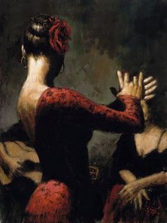 an image of a woman with her hands in the air and another painting behind her