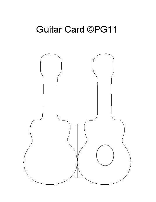 the guitar cut out is shown in black and white, with an outline of two guitars