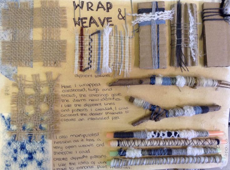 several different types of weavings are displayed on a piece of paper with words written in it