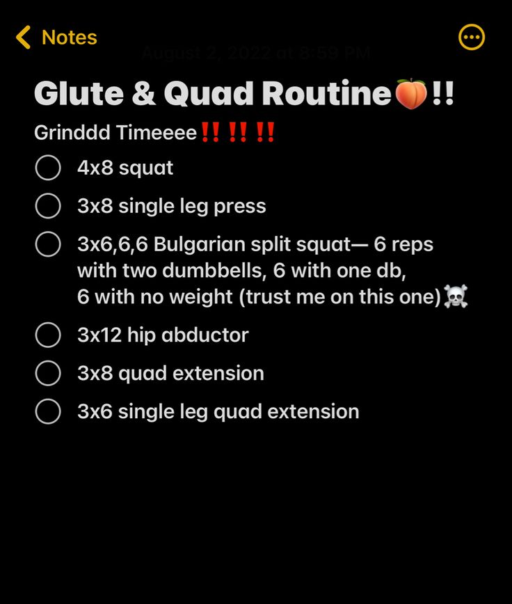 a black background with the text glute and quad routine