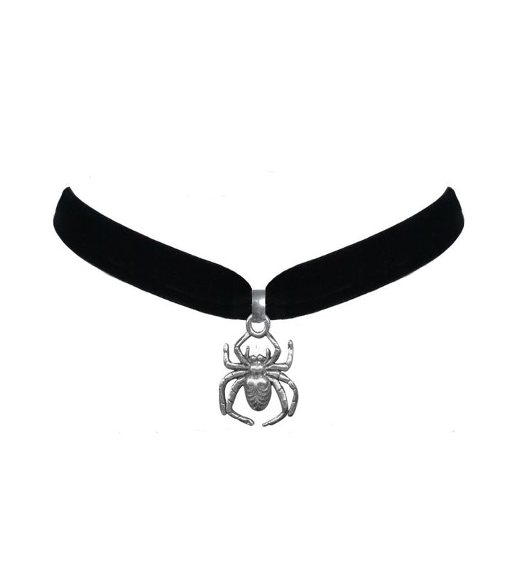 "Our gothic style choker necklaces will have you in the spooky mood all year long!  Features: *Choker necklace measures approx. 15\" with 3\" extender chain *Spider pendant measures approx. 1.25\"H x 1.\"W *Silver plated metal *Velvet choker material material is approx. .75\" *High quality construction *Made in the USA" Punk Necklace With Lobster Clasp For Halloween, Gothic Halloween Costume Necklace, Punk Metal Choker For Halloween, Gothic Halloween Necklace With Lobster Clasp, Gothic Clavicle Chain Necklace For Halloween, Gothic Party Necklace With Lobster Clasp, Gothic Halloween Clavicle Chain Necklace, Gothic Pendant Necklace For Halloween, Gothic Choker For Halloween Costume