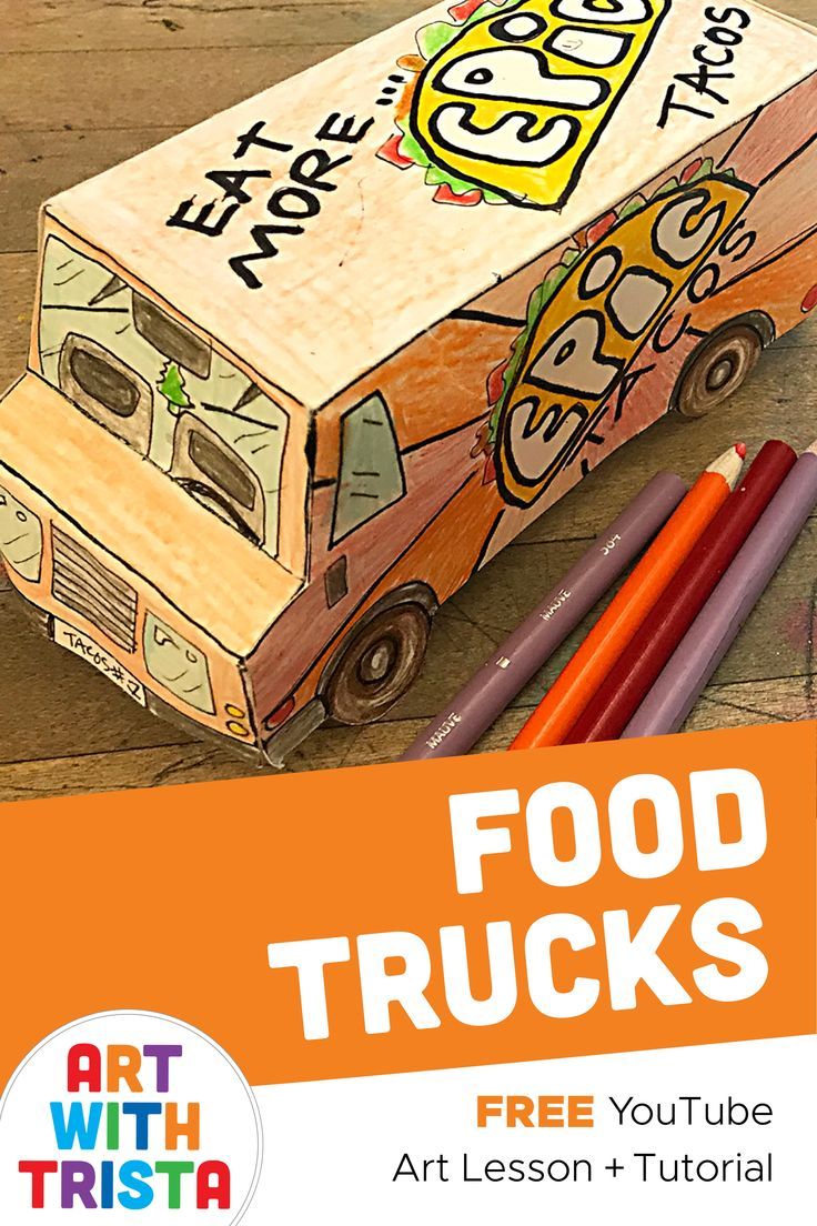 an image of food truck with crayons on the floor and text reading art with tristaa