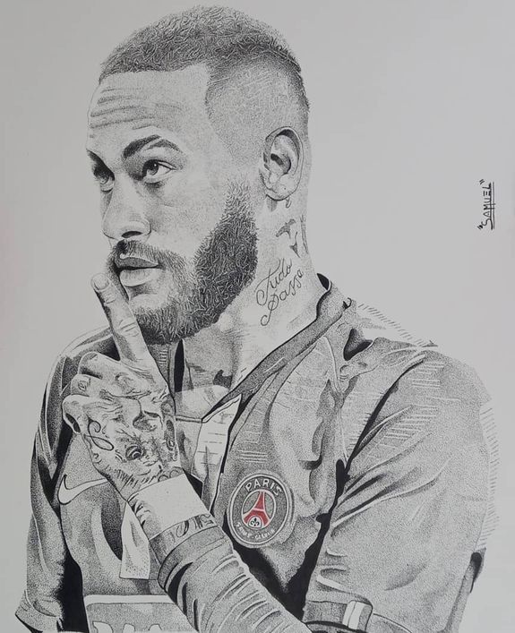 Messi Ronaldo Neymar Together, The Weeknd Drawing, Easy Portrait Drawing, Superhero Sketches, Football Player Drawing, Avengers Drawings, Football Drawing, Celebrity Artwork, Drawing Cartoon Faces