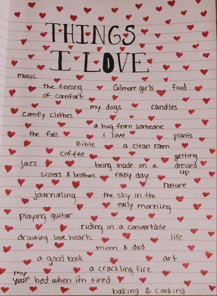 a piece of paper with writing on it that says things i love about my dog