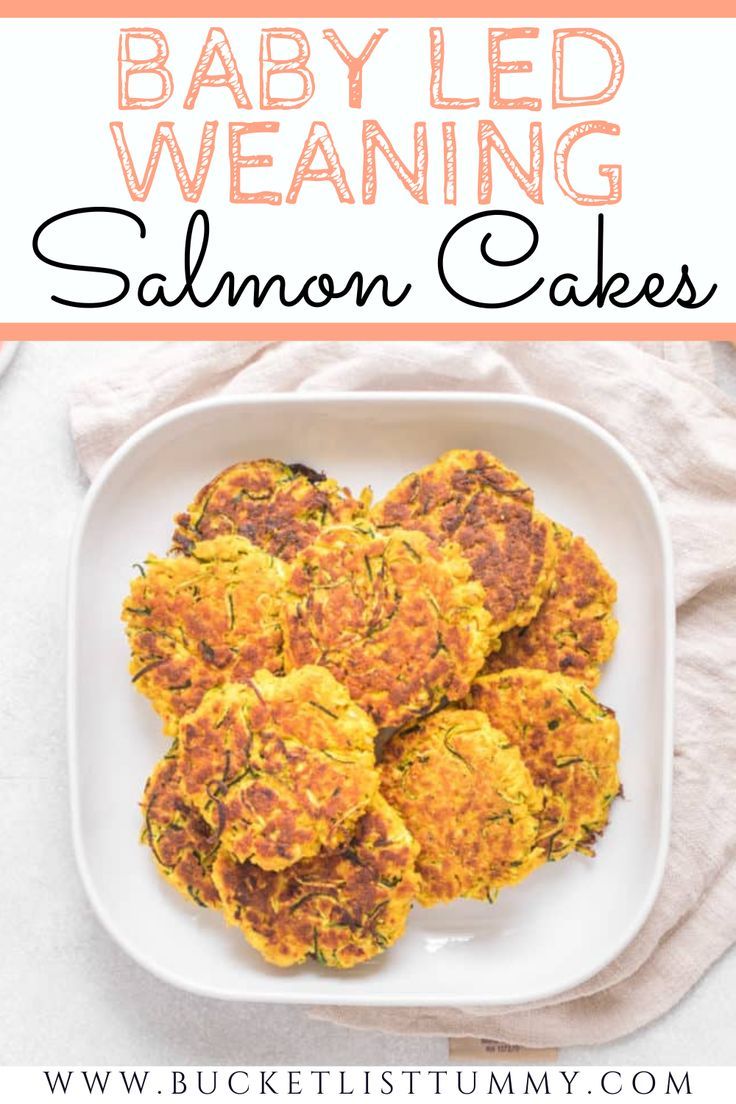 zucchini salmon cakes on a white plate with text overlay that reads zucchini salmon cakes pantry friendly ready in 15 minutes