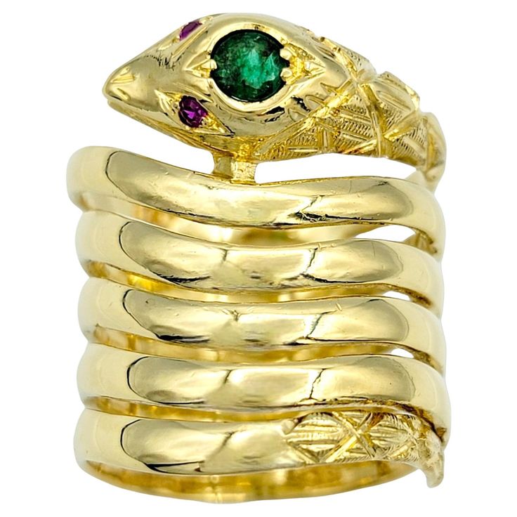 Store Inspiration, Coiled Snake, Ring With Emerald, Enchanted Jewelry, Snake Head, Snake Ring, Fantasy Jewelry, Cocktail Ring, Jewelry Store