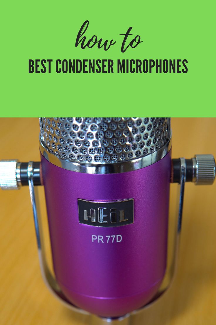 a purple microphone with the words how to best condenseer microphones on it