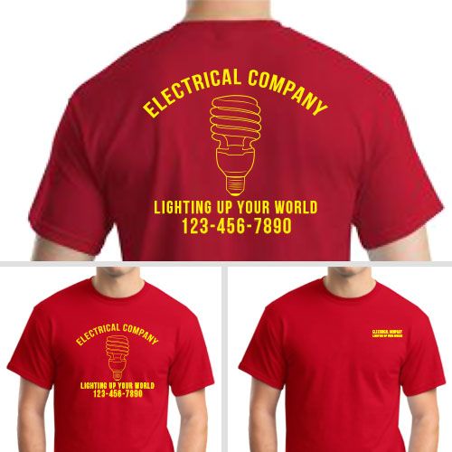 Fitted Red Screen Print T-shirt, Fitted Red T-shirt With Screen Print, Fitted Long Sleeve Printed T-shirt, Red Cotton T-shirt With Branding, Company Uniform, Company T Shirt, Electric Company, Company Shirts, Polo Long Sleeve