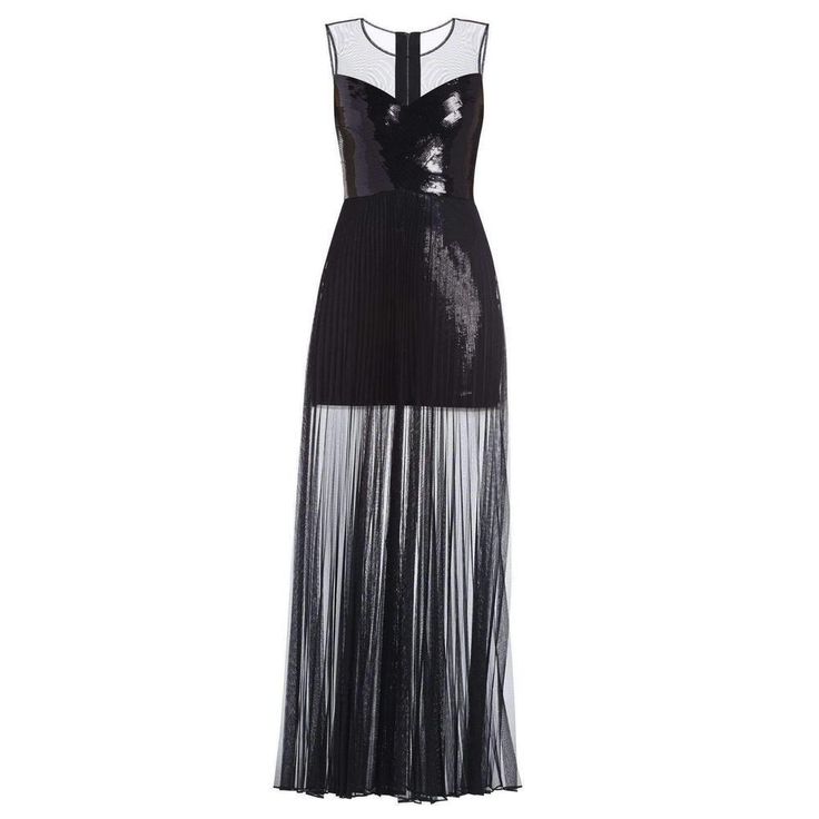 BCBGMaxazria Cynthia Black Sequinned Detail Sunburst Pleated Gown AHW69C04-BCBGMAXAZRIA-Runway Catalog Long Dresses Black, Black Sequin Gown, Long Jersey Dress, Black Floor Length Dress, Long Black Evening Dress, Scalloped Lace Dress, Black Ball Gown, Long Sequin Dress, Black Sheer Dress