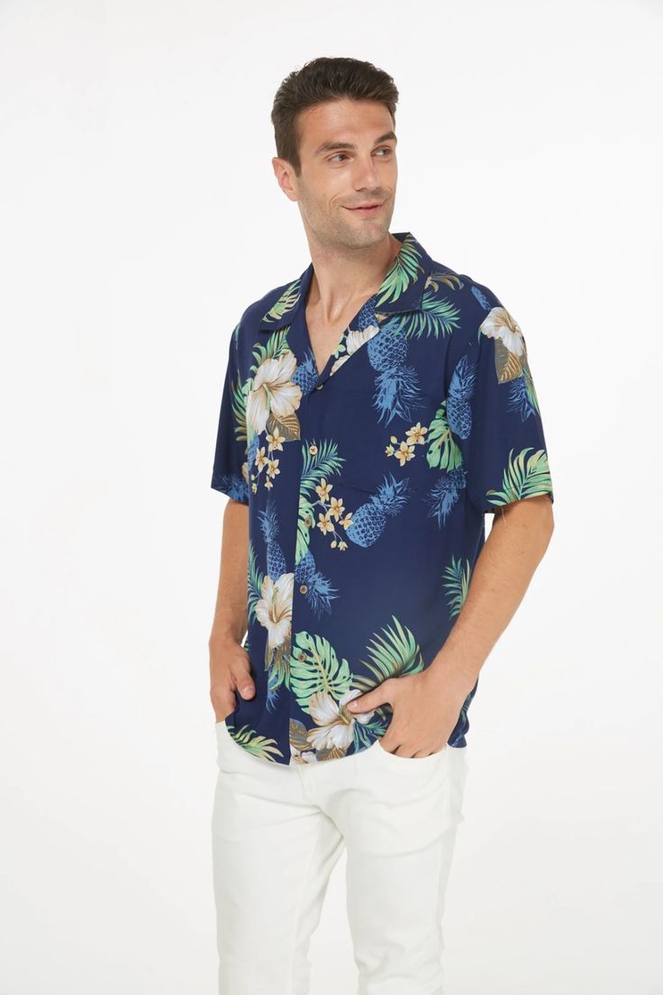 Miss Hawaii already? Keep the Hangover going! This collections have traditional Men short sleeve Hawaiian aloha shirts, Long sleeve fit Hawaiian shirts, women Tank Dress, Girl elastic strap Dress, and Boy Cabana set/aloha shirts. This shirt is made with 100% Rayon, soft and silk like and yet low maintenance. As always, this shirt is well made with matching pocket on the left chest and coconut buttons. The shirt is packaged with an extra button for your convenience. As always, this product comes Casual Camp Shirt With Floral Print, Casual Camp Shirt With Floral Print And Camp Collar, Casual Patterned Shirt With Tropical Print, Casual Tropical Print Shirt, Casual Patterned Hawaiian Shirt With Camp Collar, Casual Collared Camp Shirt With Tropical Print, Casual Patterned Hawaiian Shirt With Relaxed Fit, Casual Patterned Shirt For Vacation, Casual Patterned Tropical Camp Shirt