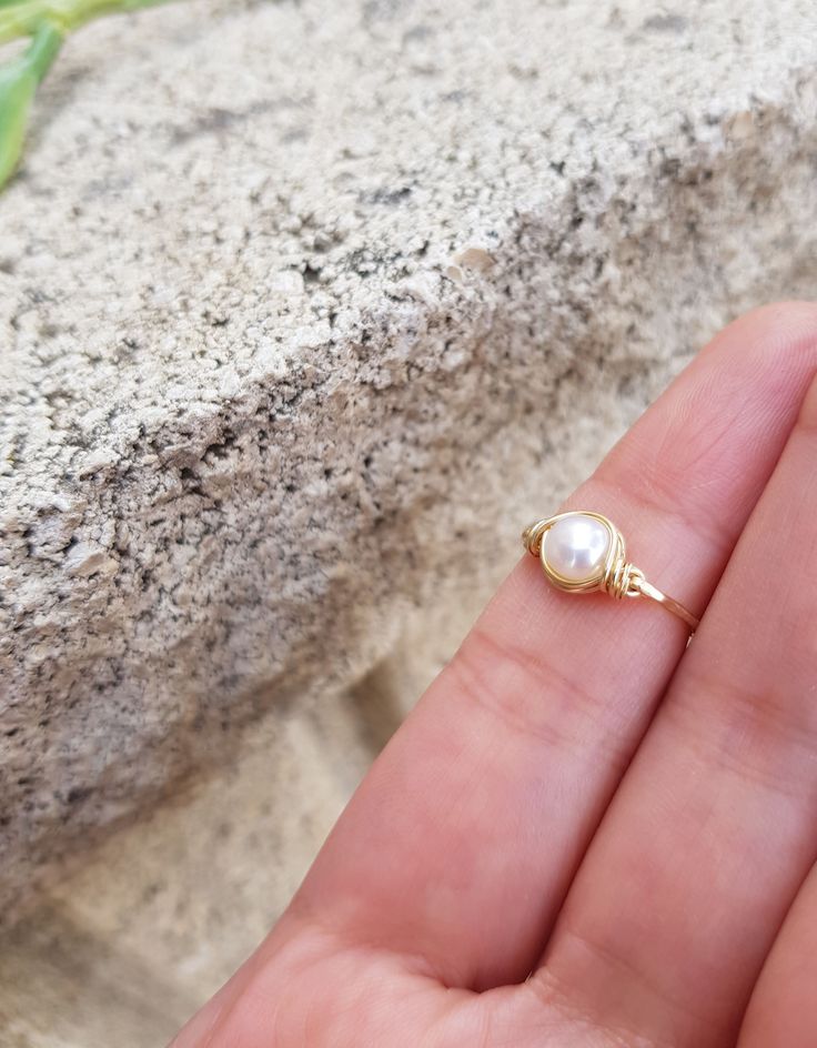 14k Gold Filled Ring, June Birthstone Ring, Freshwater Pearl Ring, 14k gold filled or Sterling Silver Ring,Gold Pearl Ring, Natural Pearl. Gold Pearl Ring With Birthstone For Fine Jewelry, Handmade Gold Minimalist Pearl Ring, Handmade Minimalist Gold Pearl Ring, Dainty Tiny Pearl Ring For Gift, Gold Pearl Ring With Birthstone, 14k Gold Filled Gemstone Rings For Gift, Gift Gemstone Rings In 14k Gold Filled, Dainty Hypoallergenic Pearl Ring Gift, Dainty Gold Crystal Ring With Gemstone