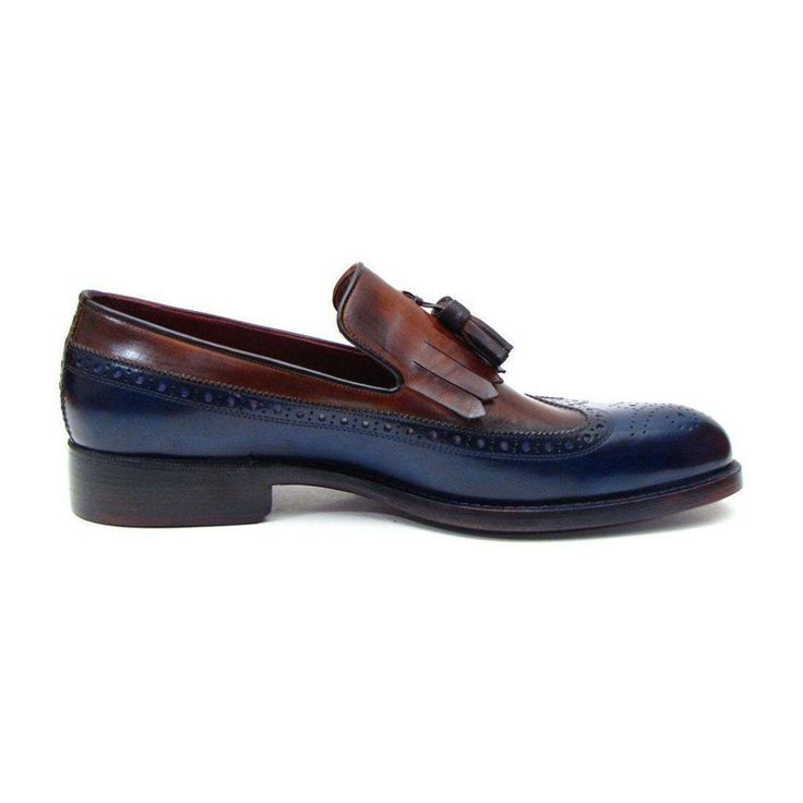 Paul Parkman Luxury Handmade Shoes Men's Handmade Shoes Kiltie Tassel Navy Tobacco Loafers (PM5203) Material: Leather Color: Navy / Tobacco Outer Sole: Leather Comes with original box and dustbag Kiltie style wingtip tassel loafer for men Navy & Tobacco two tone handpainted calfskin upper Antiqued double leather sole Bordeaux leather lining and inner sole KT74NB Sizes listed in US sizing View Paul Parkman SIZE GUIDE View Paul Parkman SIZE GUIDE Tassel Loafers, Kilt, Handmade Shoes, World Of Fashion, Loafers Men, Designer Shoes, Calf Skin, Dress Shoes Men, Size Guide