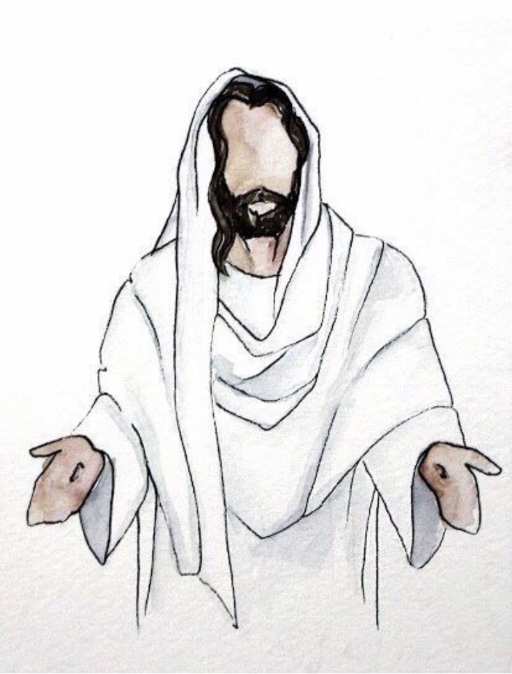 a drawing of jesus with his arms outstretched