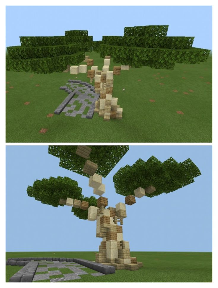 two different views of the same tree in minecraft