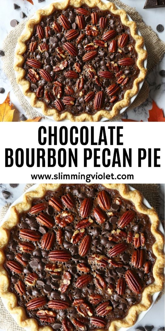 Delight in the rich and decadent flavors of chocolate bourbon pecan pie, a show-stopping dessert that combines the sweetness of pecans with the smooth warmth of bourbon and creamy chocolate. This pie is a holiday must-have and is sure to impress everyone at your gathering. It’s surprisingly easy to make but feels indulgent and luxurious. Save this pin and check out the recipe for a Thanksgiving dessert that’s both rich and unforgettable! Bourbon Pecan Chocolate Chip Pie, Bourbon Chocolate Chip Pecan Pie, Best Pie Recipes Thanksgiving, Walnut Bourbon Pie, Bourbon Chocolate Pecan Pie Recipe, Bourbon Pecan Chocolate Pie, Maple Bourbon Dessert, Bourbon Apple Pie Recipe, Thanksgiving Dessert Ideas Chocolate