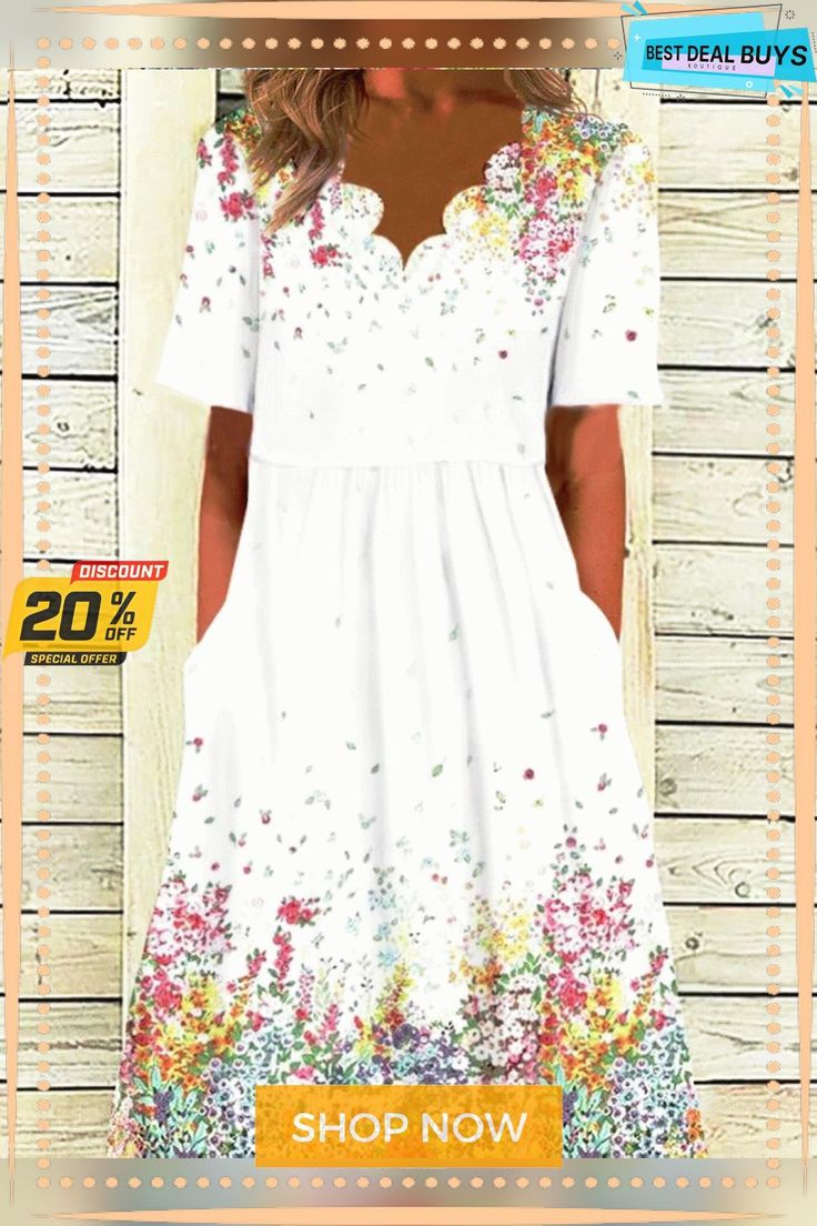 Women's A Line Dress Midi Dress Mid-length White Mini Dress For Summer, White Mid-length Mini Dress For Summer, White Knee-length Floral Dress, Casual White A-line Dresses, White Shift Midi Dress For Spring, White Floral Print Shift Midi Dress, White Shift Midi Dress With Floral Print, White Flowy Floral Knee-length Dress, Spring White Shift Dresses