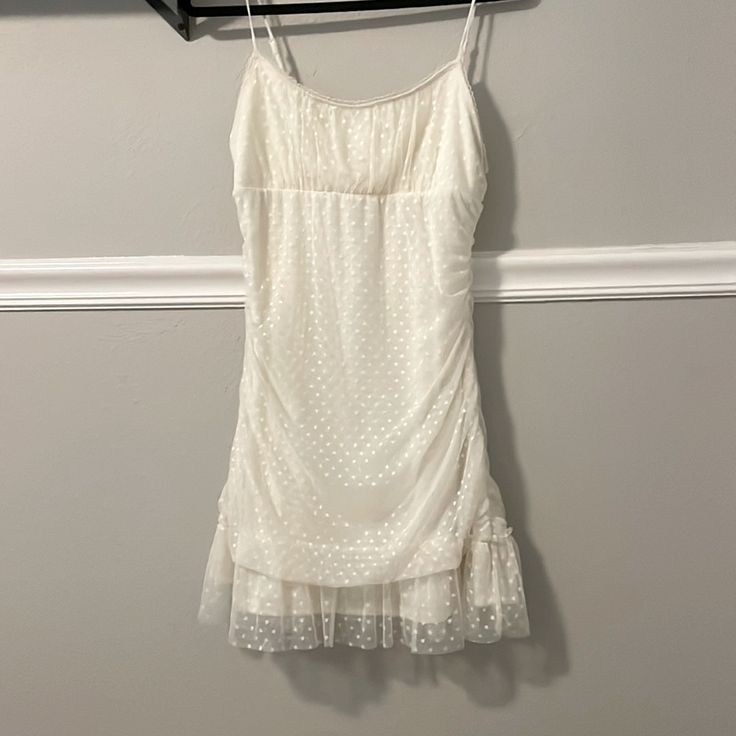 Nwt! Off-White Dress Perfect For Parties, Graduations, Bride To Be And So Much Worn! Never Worn! No Stains, Rips Or Smells! Cream Fitted Mini Dress With Spaghetti Straps, Off White Mini Dress For Night Out In Summer, Off White Summer Dress For Night Out, Aesthetic Lookbook, Satin Halter Dress, Embroidered Dress Boho, Altard State Dresses, Off White Dresses, Shower Themes