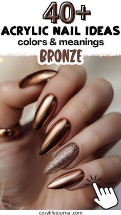 Bronze Nails Designs, Copper Nails Designs, Burgundy Acrylic Nails, Bronze Nails, Copper Nails, Brown Nails Design, Hair Pick, Fall Acrylic Nails, Black Nail Designs