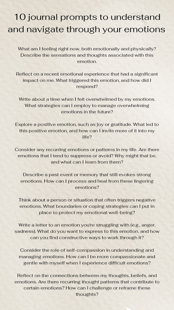 a white paper with the words 10 journal points to understand and navigate through your emotions