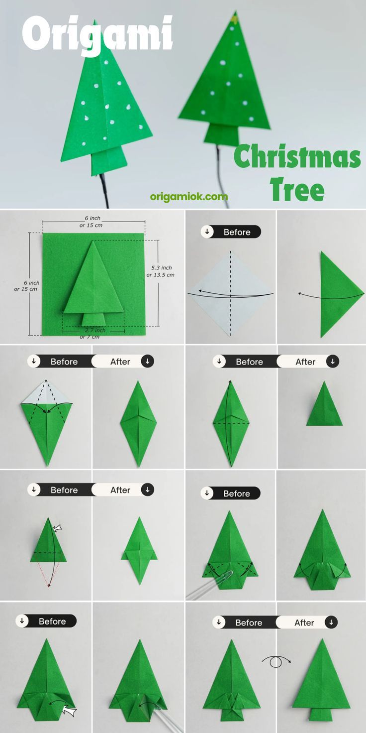 how to make an origami christmas tree with instructions for making it in paper