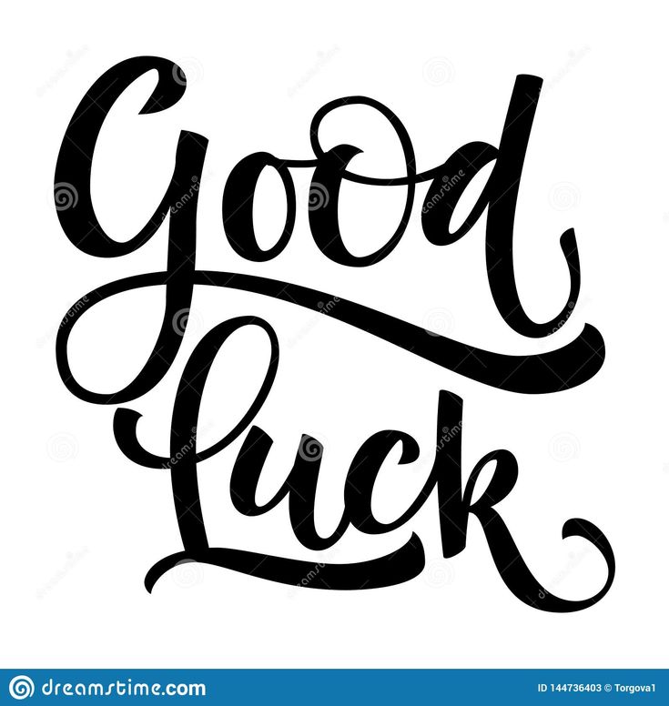 the words good luck are handwritten in black ink on a white background stock photo