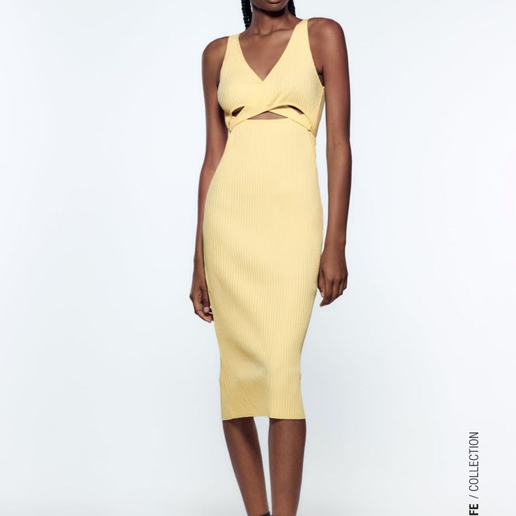 V-Neck Wrap Front Dress With Straps. Chic V-neck Midi Dress With Cutout, Spring Bodycon Sundress, Spring Bodycon Sundress Midi Dress, Chic Spring Midi Dress With Cutout, Chic Midi Dress With Cutout V-neck, Chic Cutout Midi Dress, Spring Sundress With Cutout, Spring Cutout Midi Dress For Date Night, Chic Cutout V-neck Midi Dress