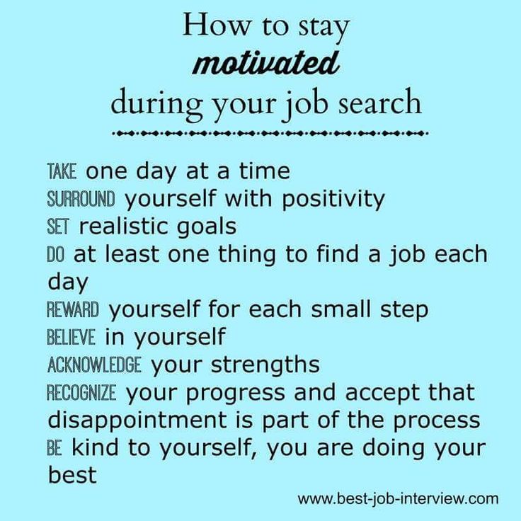 a blue poster with the words how to stay motivted during your job search