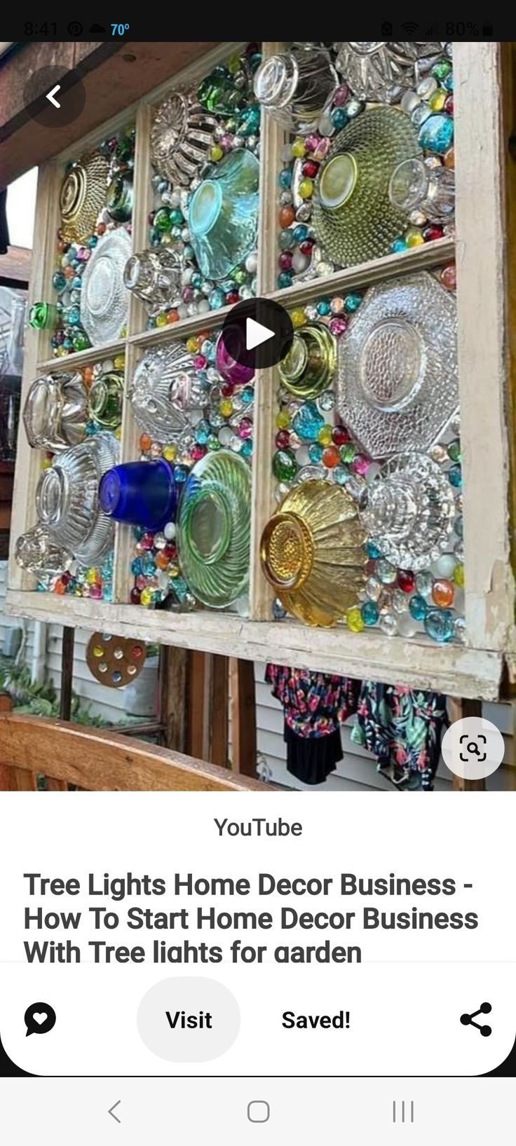 an old window is filled with glass plates