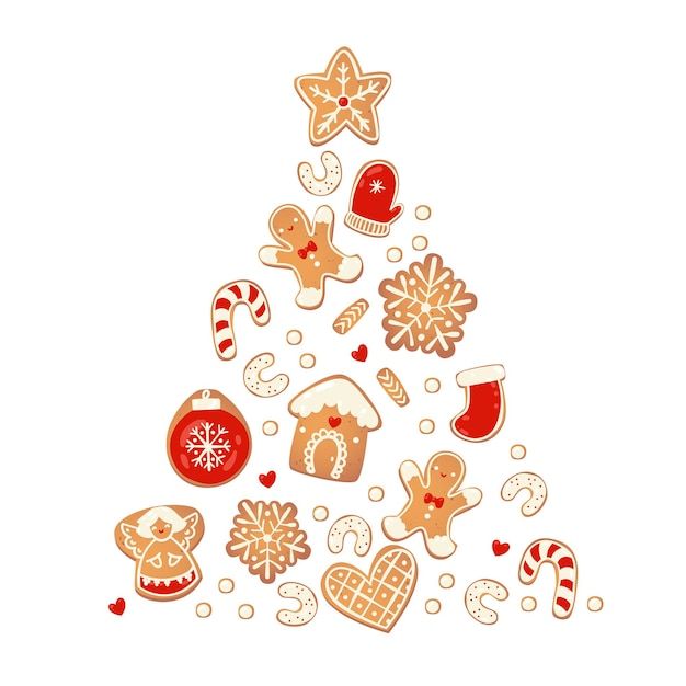 a christmas tree made out of cookies and candy canes on a white background photo