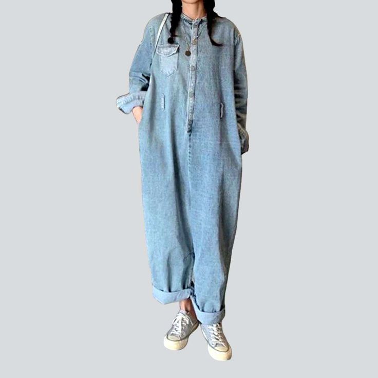 Introducing the 2023 Spring-Summer Collection's light wash slouchy women's overall a modern homage to the iconic 20th-century fashion!Why You'll Fall In LoveThis overall was carefully designed to bring you the best of both worlds the classic 20th-century style and the modern fashionista aesthetic. Its light wash finish. slouchy silhouette. and buttoned closure ensures you'll look stunning and feel casual all day elongated.Unmissable Highlights: 90s Vibes: Embrace the classic fashion of the 90s w Relaxed Fit Overalls With Pockets For Loungewear, Spring Light Wash Relaxed Fit Denim Jumpsuit, Light Wash Relaxed Fit Denim Jumpsuit For Spring, Relaxed Fit Light Wash Denim Jumpsuit For Spring, Summer Washed Blue Relaxed Fit Jumpsuits And Rompers, Light Blue Overall Jumpsuits With Pockets, Light Blue Overall Jumpsuits And Rompers With Pockets, Light Blue Casual Overalls For Spring, Casual Light Blue Overalls For Spring