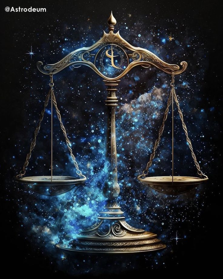 an image of a balance scale with stars in the background