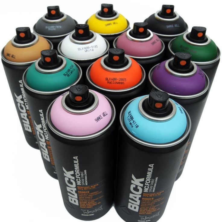 many different colors of spray paint are arranged in the shape of an eight canisters